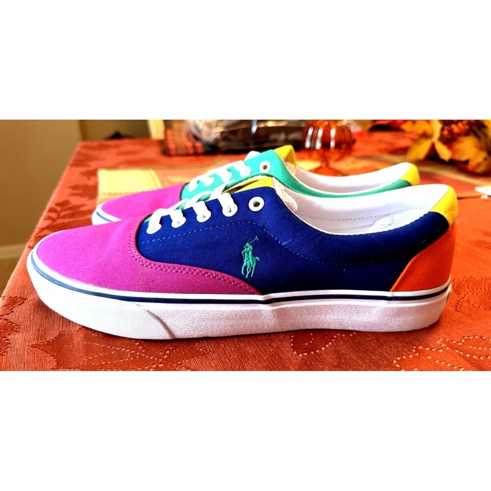Polo by Ralph Lauren Keaton Pony Shoes Mens Size 11 Multi Canvas Sneakers NEW